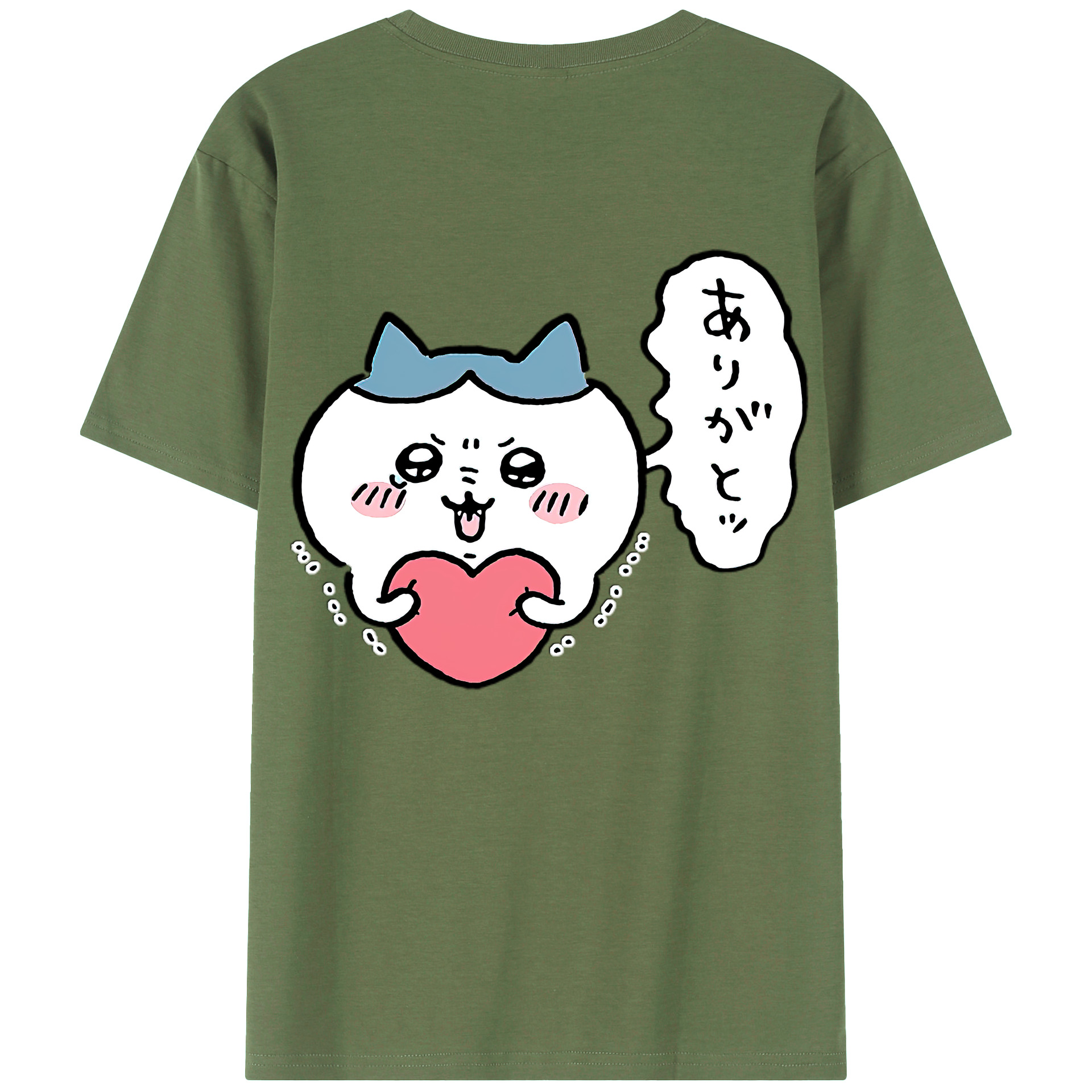 （画像用） ちいかわ ハチワレ Chii-kawa hachiware 綿100％ メンズ半袖Tシャツ（バックプリント） 通気性